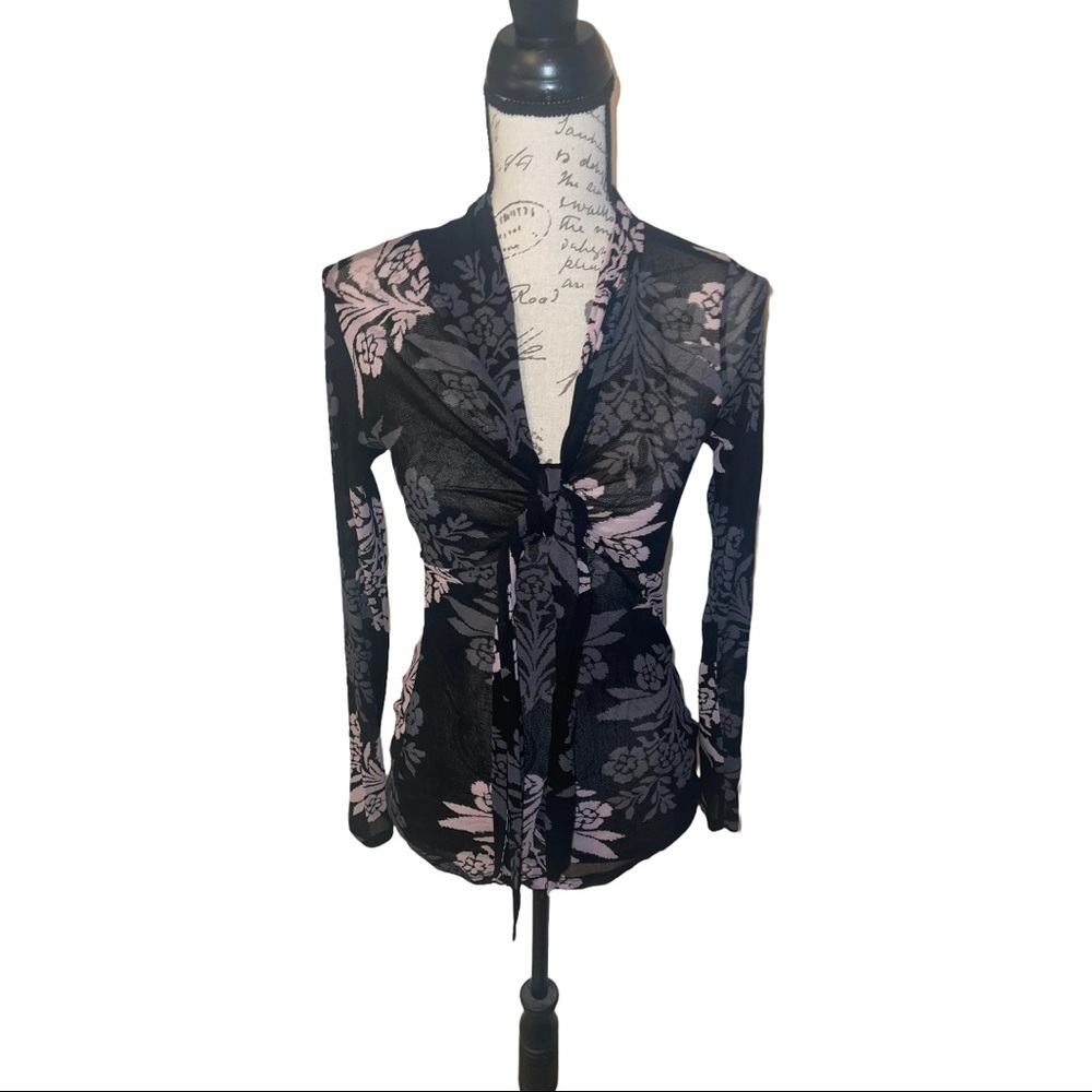 Karen Kane Black and Pink Floral Top